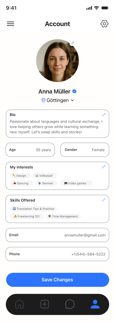 SkillSwap screen