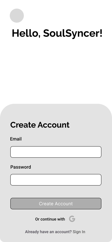 Sign-up wireframe